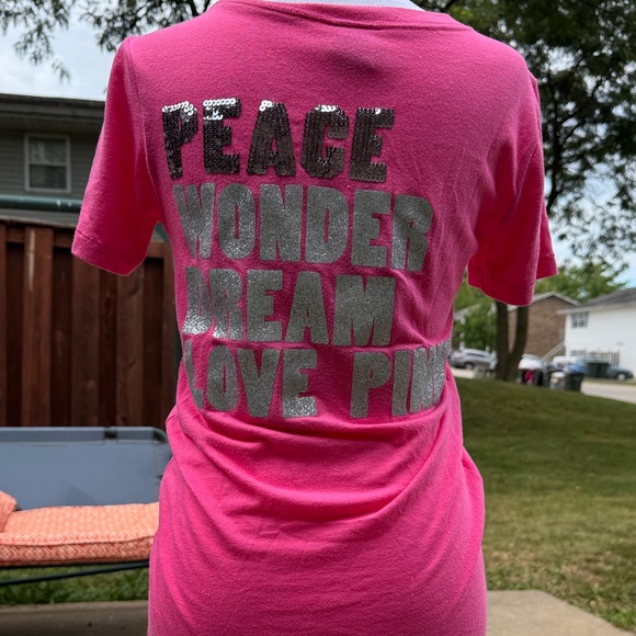 PINK Victoria's Secret Bright Pink V-Neck Tee - Picture 2 of 2
